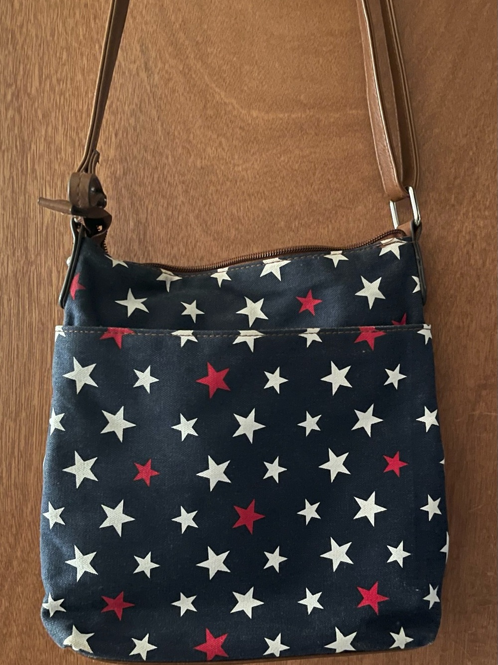 Style & Co Navy Star Crossbody Bag with Brown Trim - Picture 2 of 9